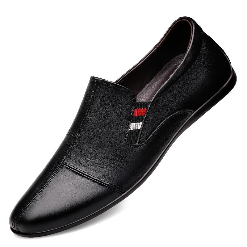 Men s Cowhide Leather Slip-On Shoes - Breathable, Soft Sole, Casual & Business, Year-Round Wear 45