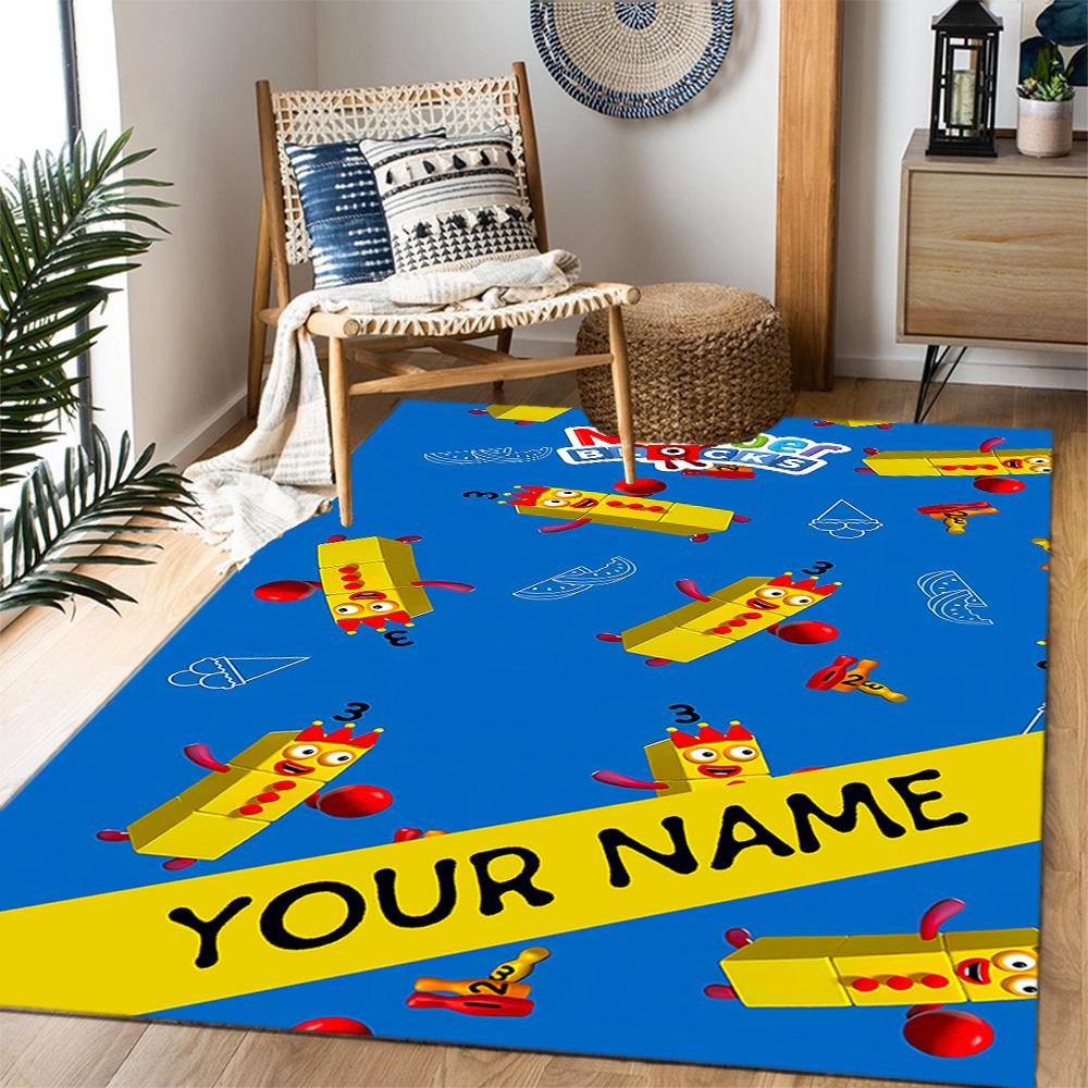 Tappeto da pavimento con blocchi numerici Inverno Divertente Nome Personalizzabile Tappeto per Ufficio Design per Stanze dei Giochi Camere da Letto Ingresso Tappeto Antiscivolo per Esterni Ufficio Arredamento per la Casa