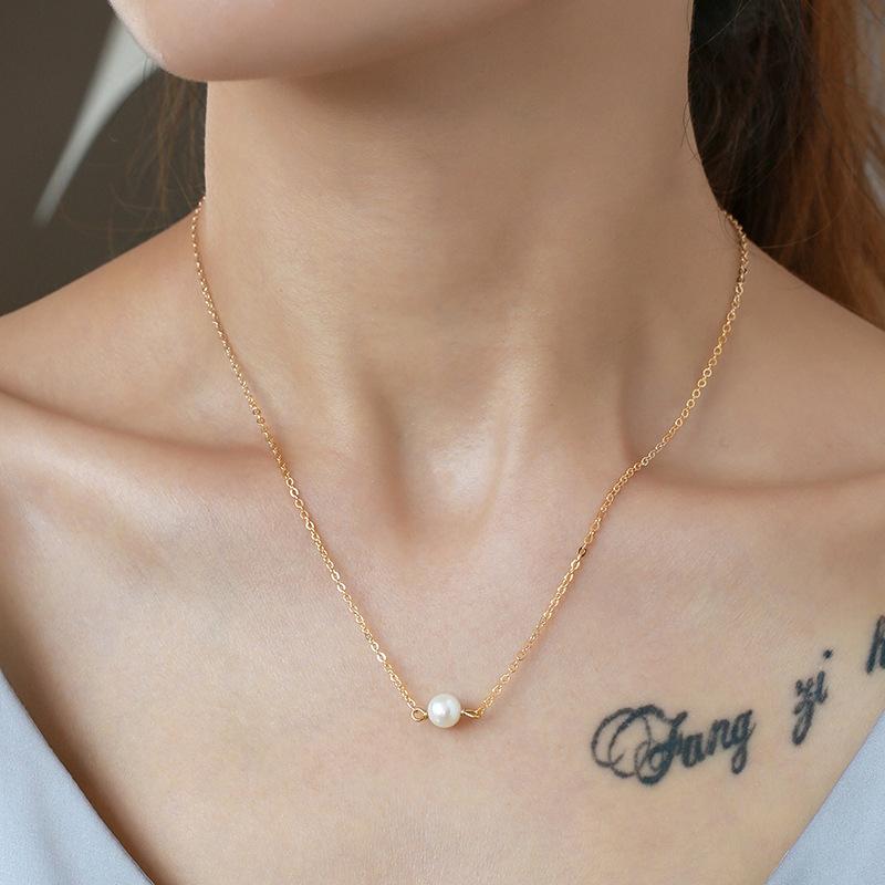 Necklace, Cold Wind Imitation Pearl Personality Temperament Pendant Necklace Female Collarbone Neck Chain