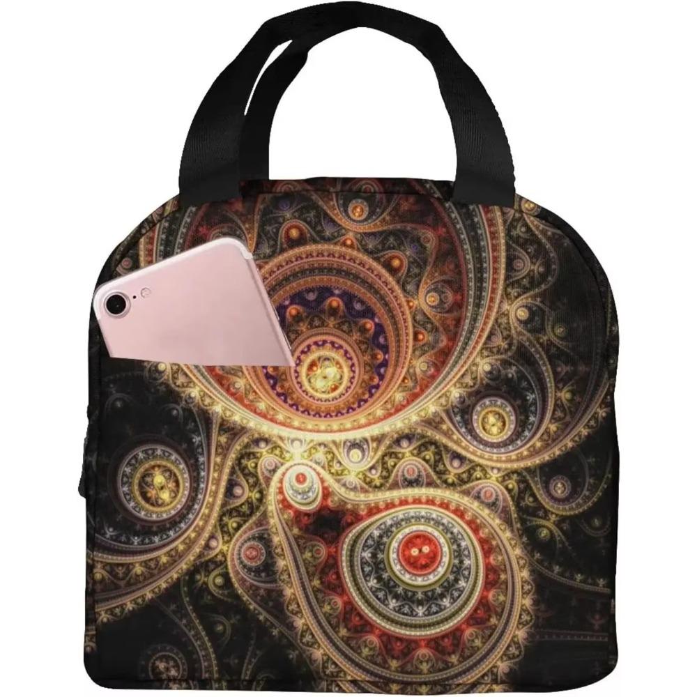 Stars Moon Black Lunch Bag Insulated Tote Cooler for Women Kids Girls, Small Lunch Box Reusable Freezable Aesthetic Bag