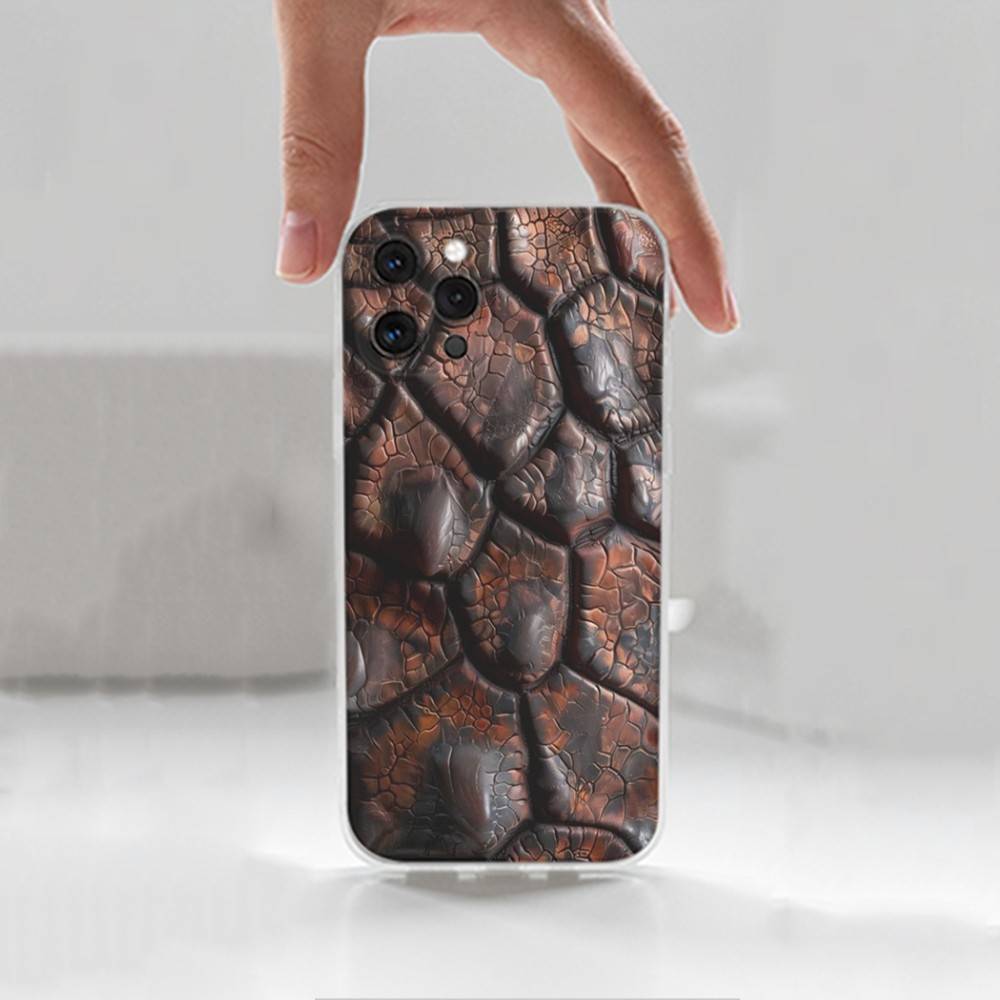 Snakeskin pattern Case For iPhone 15,11,12,13,16,14,17,Pro,Max,Plus,SE,Mini,X,XS,XR, Transparent Soft Silicone