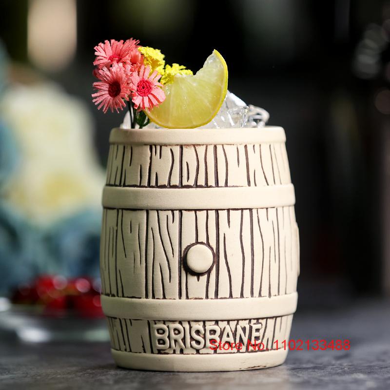 Hot White Lightning Wine Barrel TIKI Bar Keramikk Cocktailglass Klassisk amerikansk stil Pina Colada Maitai Drikkekopp Ølkrus