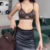 Summer thin small chest gathering underwear comfortable without steel ring satin breathable thin shoulder strap hollow bra cover leopard print