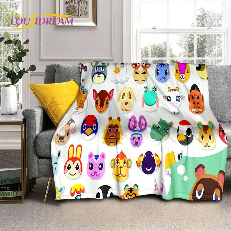 Cartoon Animal Crossing New Horizons Soft Plush Blanket,Flannel Blanket Throw Blanket for Living Room Bedroom Sofa Cover Child