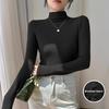 Women's Slim Fit Velvet Long-Sleeve Turtleneck Top for Autumn & Winter