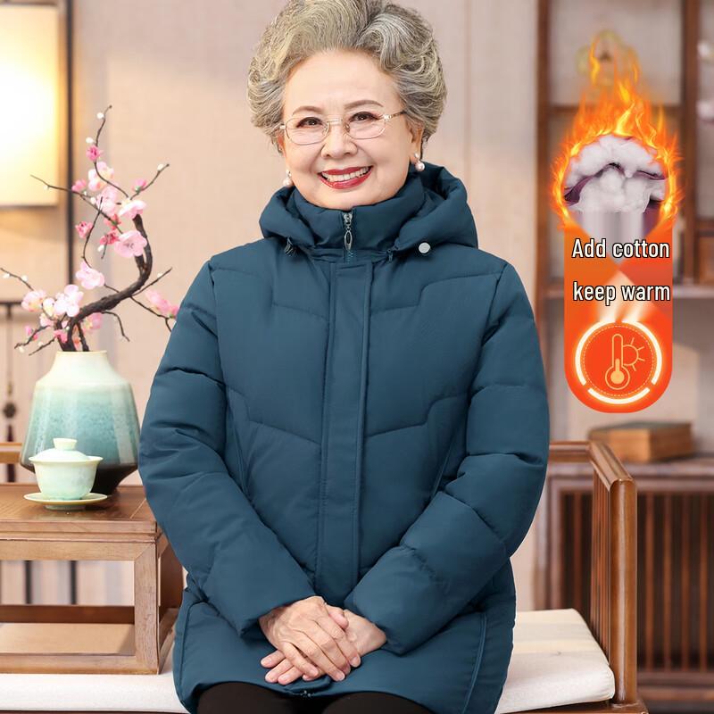 YUZHAOLIN Women s Hooded Padded Winter Jacket for Elderly 2XL