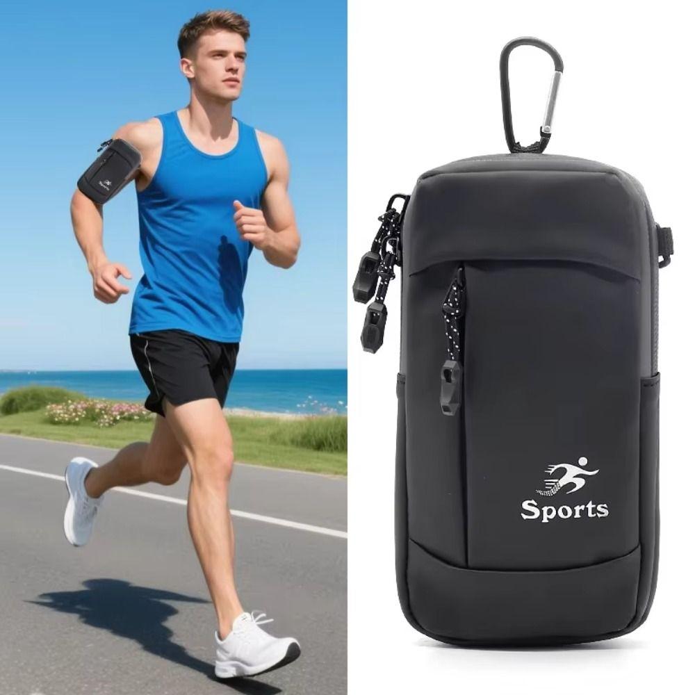 With Headphone Jack Outdoor Running Phone Holder PU Leather Jogging Bags for Phone Unisex