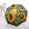 1pc Sunflower Stained Glass Artwork Umbrella with Plastic Handle,Compact & Stylish,Suitable for All Seasons YS331046