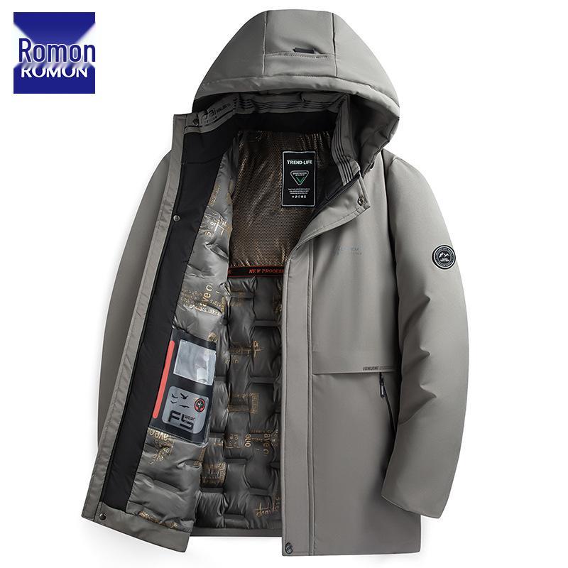 Men's Mid-Length Woolen Trench Coat - Gold Sable Velvet, Thickened, Winter Lapel Style