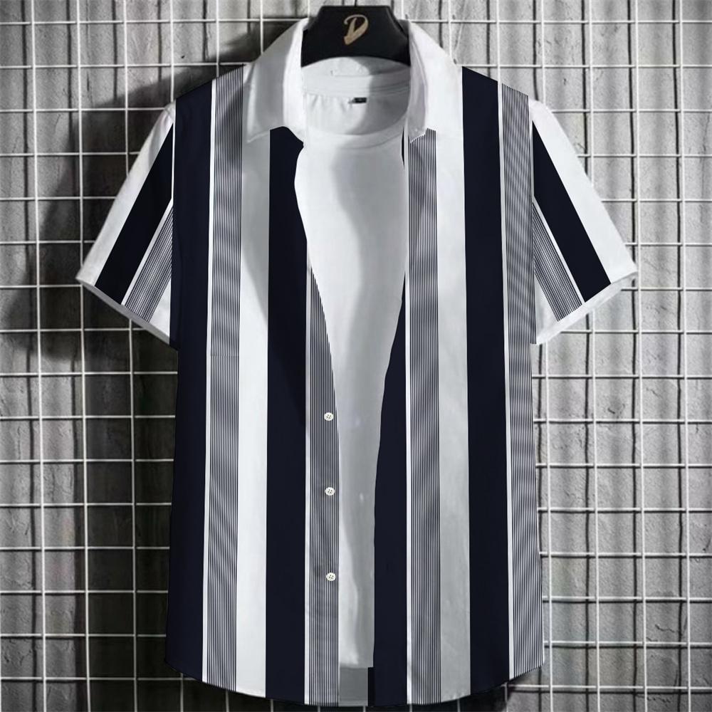 Men's Striped Shirt, Floral 3d Print Shirt, Casual Shorts, Sleeve Tops, Beach Party Shirts, Mens Hawaiian Shirt, Loose Fitting Clothes 2025
