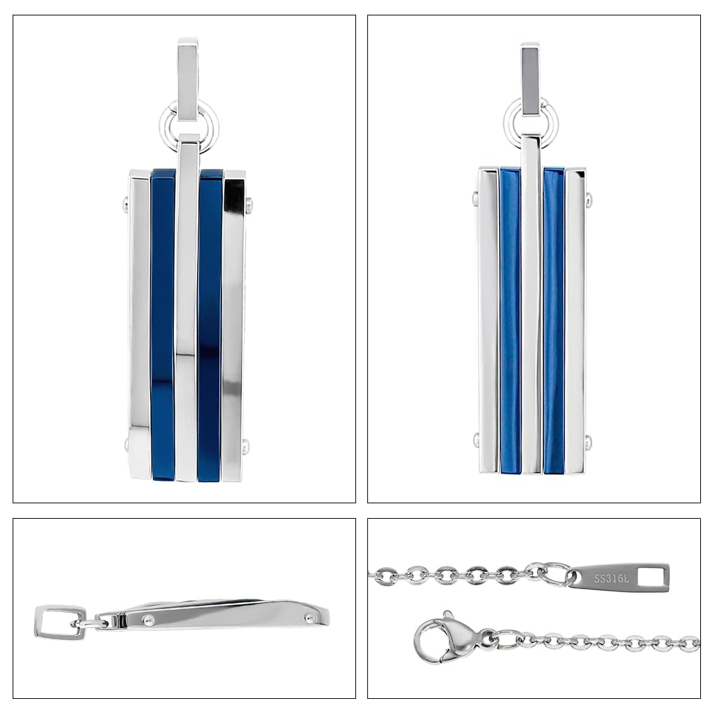 Zanipolo Terzini Men's Stainless Steel Necklace, Surgical Stainless Steel, Simple Plate, Hypoallergenic