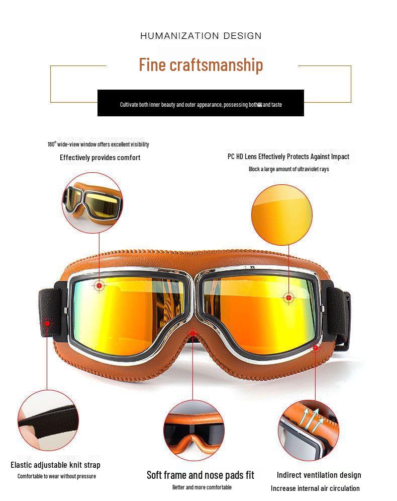 Retro Harley Motorcycle Windproof Riding Goggles and Helmet Glasses for Off-road