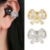 Stylish Metal Bows Decor Adorned with Zircon Stones Embellished Bows Clip On Charm for Freeclip 1/2 Wireless Earphones