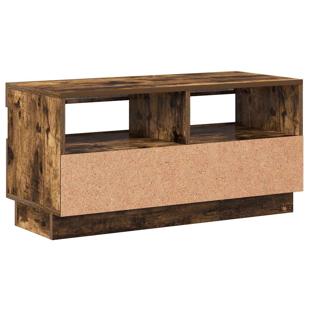 TV Cabinet with LED Lights Smoked Oak Finish 80 x 35 x 40 cm