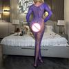 Embellished Sexy Lingerie Mesh Bodysuit Long-Sleeved Tight-Fitting Nightgown
