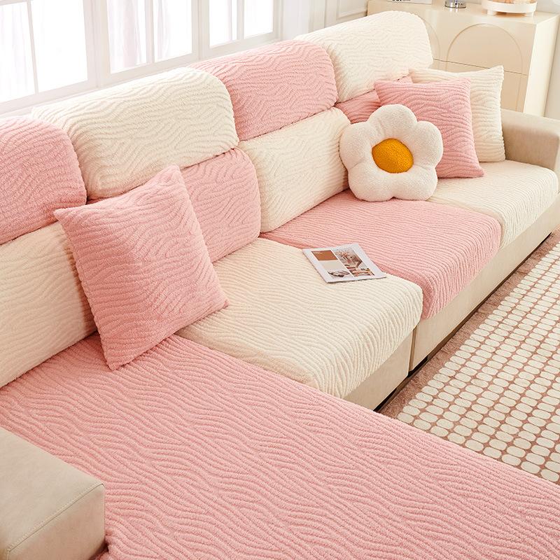 Plush Sofa Cover Full Package Lazy Elastic Non-slip Sofa Cover Cover Hats Backrest Cushion Towel Cover Cloth Thickened