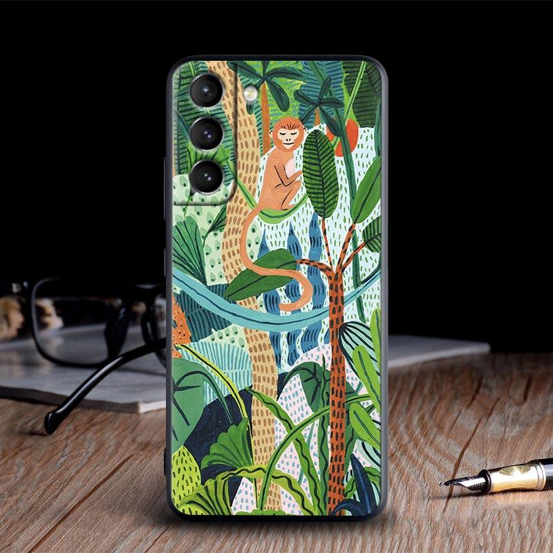 Original Jungle Animal Sloth Leopard Print Cases For Galaxy S24 Ultra Funda Samsung S21 S23 FE S20 S22 Ultra S10 Plus Soft Cover