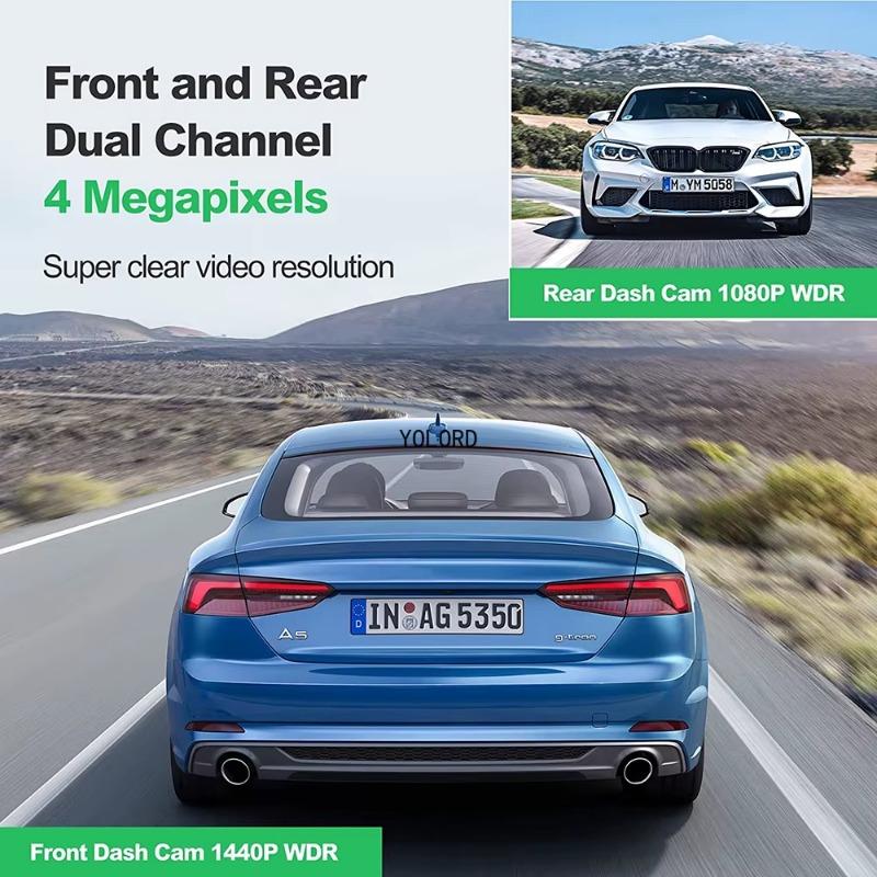 Dash Cam Front 2K And Rear 1080P Camera Night Vision Supports 24H Parking Monitor Collision Sensor Car Video Recorder WiFi