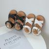 Fashion Cross-tied Sandals for Girls Cool Beach Slids Kids Shoes Boys Classic Black White Child Footwear School Shoe H01105