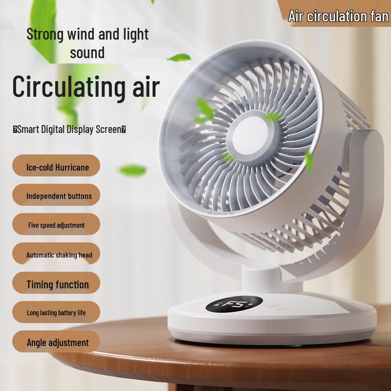 2026 Multifunctional Desktop Fan: USB Charging, Timer & Oscillation Features.