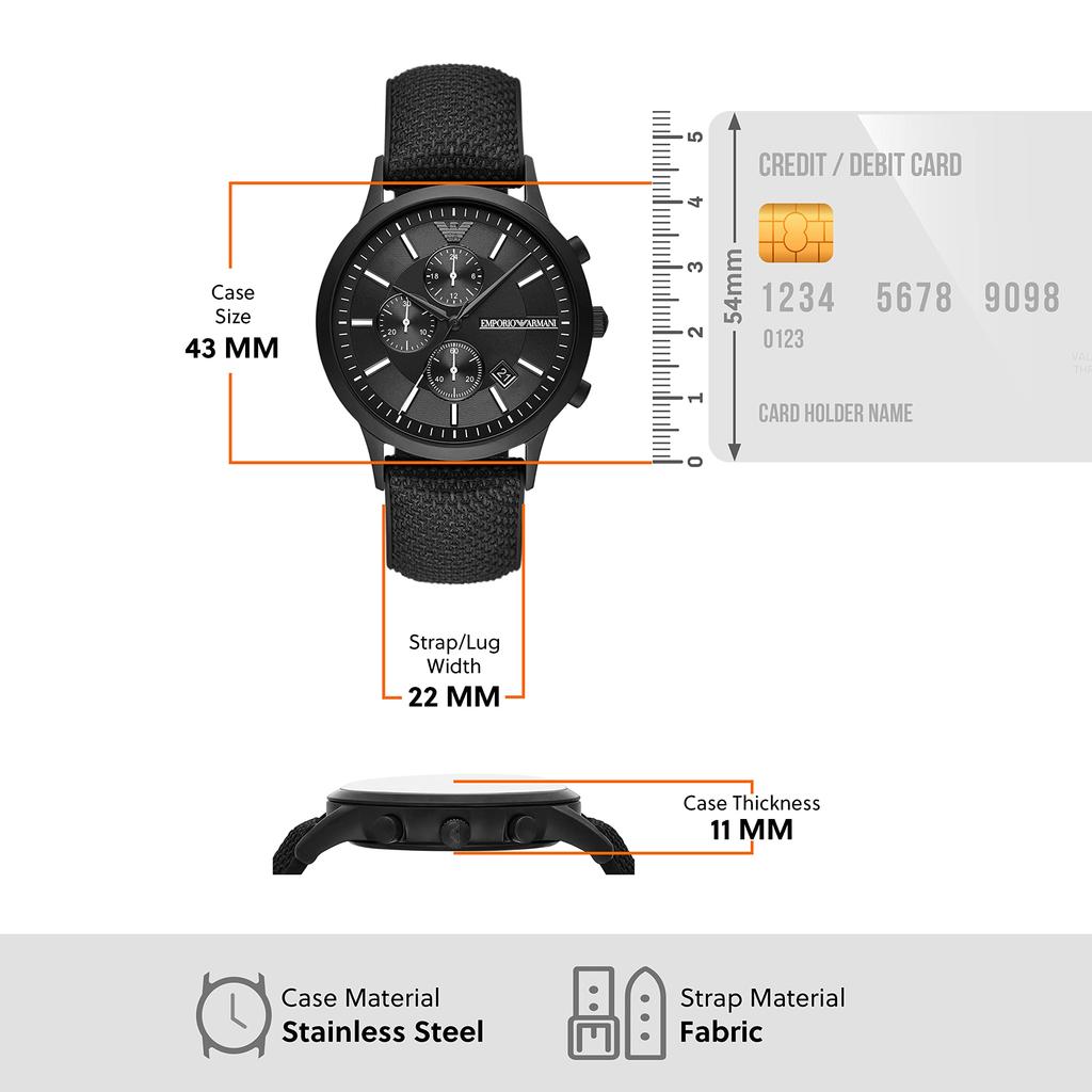 Emporio Armani RENATO AR11457 Black Men's Watch,