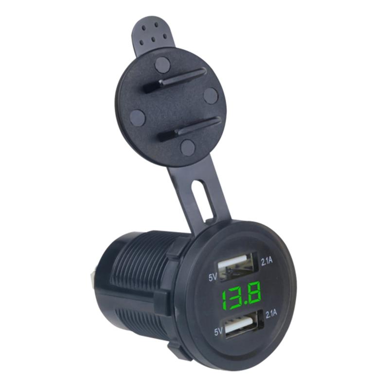 Dual USB Car Socket 12-24V Voltmeter LED Car Accessories Power Adapter