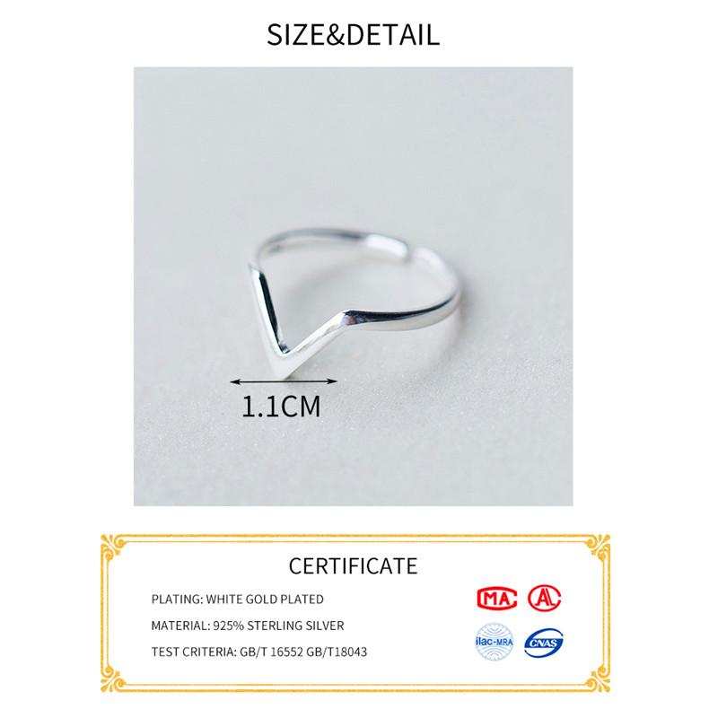 RealSilver Color Geometric Wave Letter V Adjustable Ring Fine Jewelry For Women Party Personality Accessories