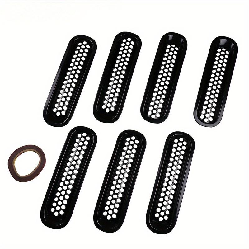 1 Set Schwarzes Frontgrill-Gittereinsatz-Kit für Jeep Wrangler & Wrangler Unlimited 2007-2015