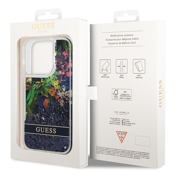 Guess Guhcp14Xlflsb Iphone 14 Pro Max6,7 Niebieski/Blue Hardcase Flower Liquid Glitter