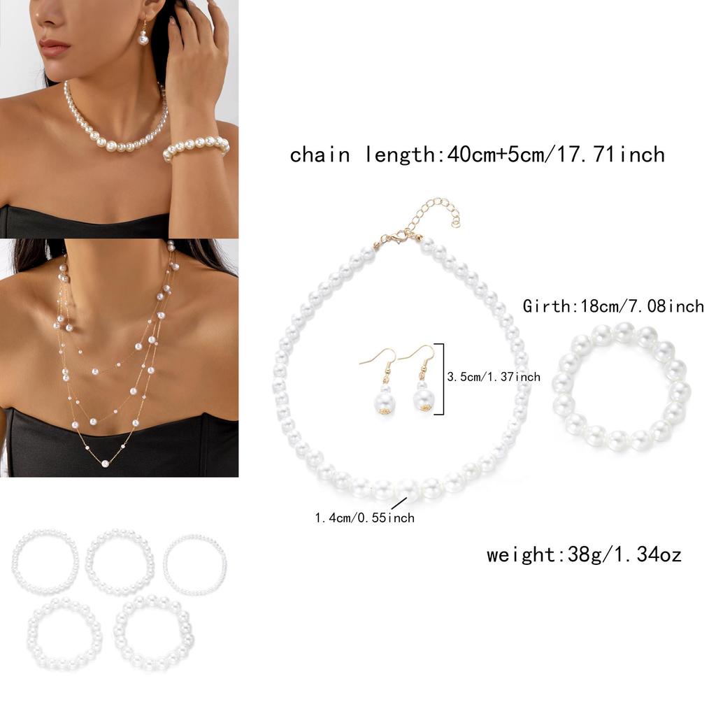 Artistic Pearl Jewelry Set With Faux Pearl Pendant And Multilayer Chain For Unisex Fashion
