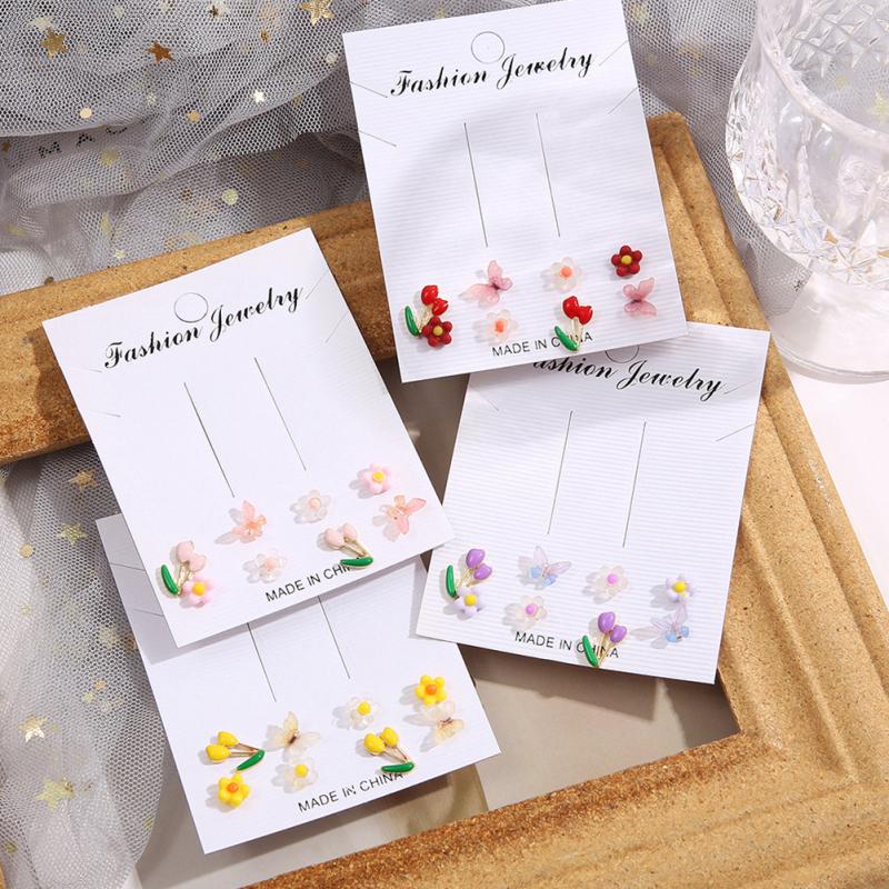 Frauen Ohrstecker Set süße süße Blume Schmetterling Ohrringe Schmuck Zubehör für Mädchen