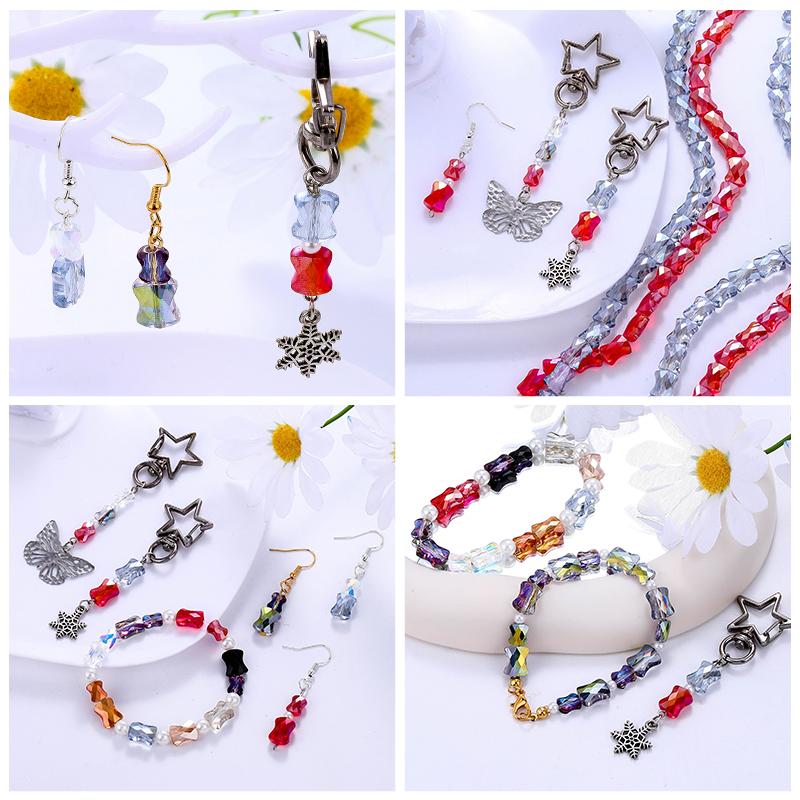 Bamboo Glass Beads AB Color Faceted Flat Curved Waist Column Crystal Loose Spacer Bead for DIY Crafts Earring Bracelet Jewelry