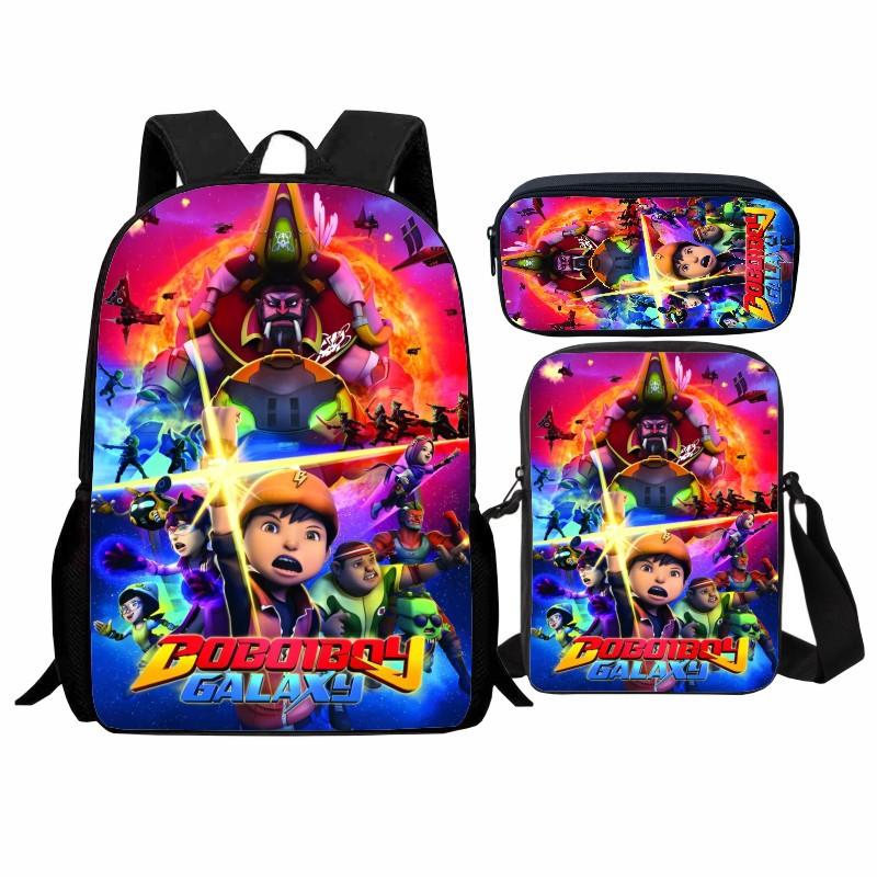 Bedruckte Elemente Hero Bobo Grundschultasche Dreiteiliges Set, Cartoon Boboiboy Rucksack