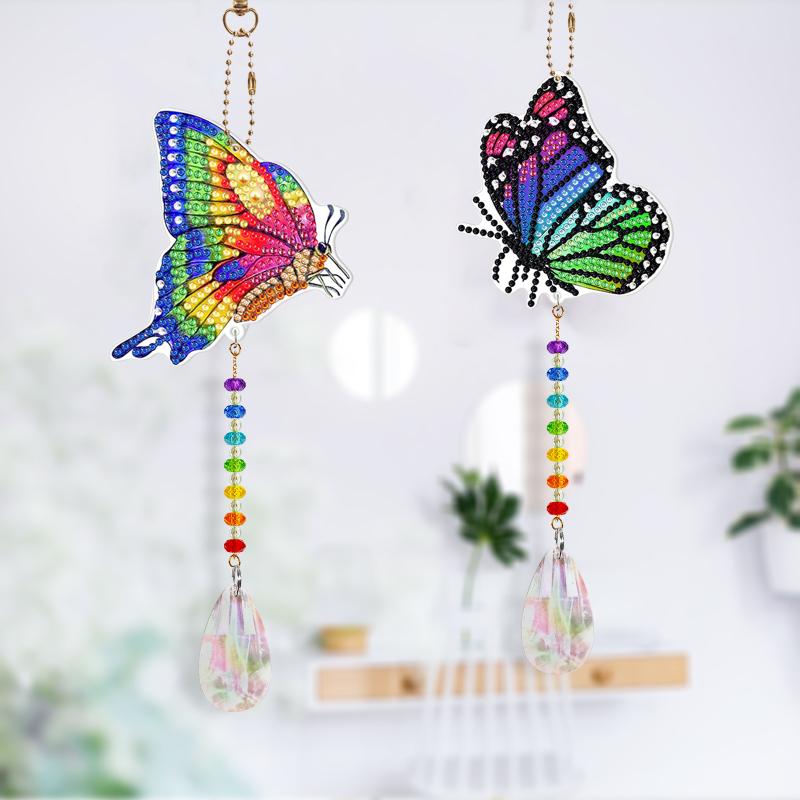 2 Stück Acryl DIY Diamantmalerei Zeichnung Perlenanhänger Handwerk Doppelseitig Diamant Dekorativ