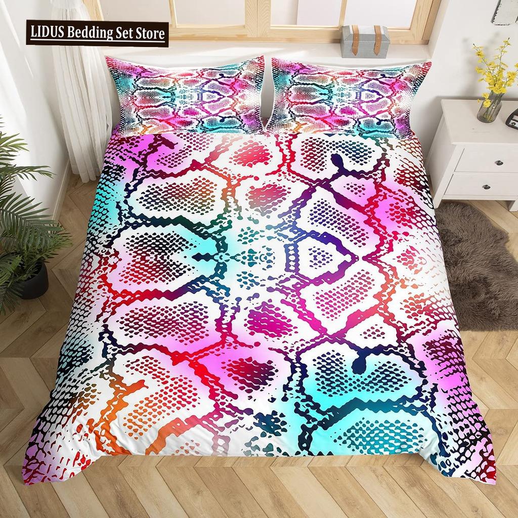 Animal Fur Pattern Duvet Cover Set Tiger Lion Cow Leopard Polyester Comforter Cover With Pillowcase King Queen Size Bedding Set