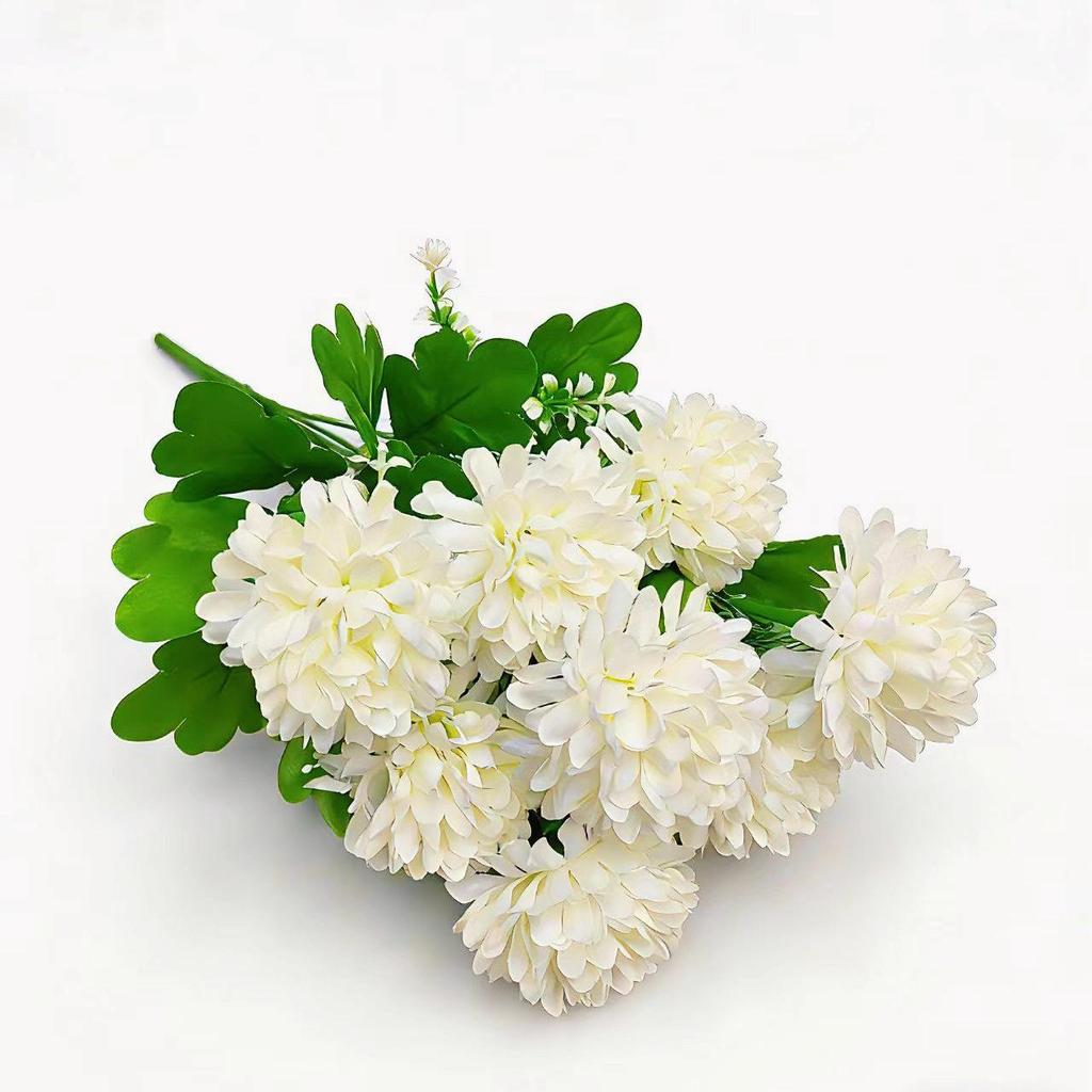 10-Head Chrysanthemum Bouquet: Qingming Festival Memorial, Wedding & Home Decoration, Artificial Flowers