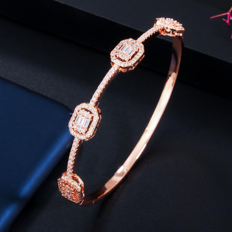 Ki0105 Personalized Women'S Bracelet Ring Set Sparkling Micro-Zircon Real Gold Plating