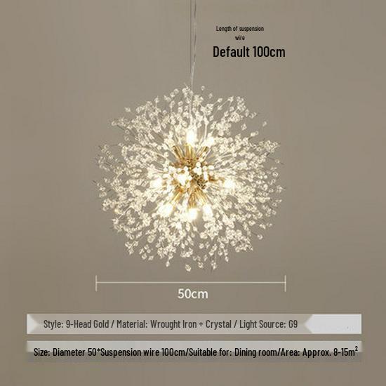 Dandelion Crystal Firework Chandelier: Modern Minimalist Light for Restaurants, Bedrooms, Bars, and Retail Displays