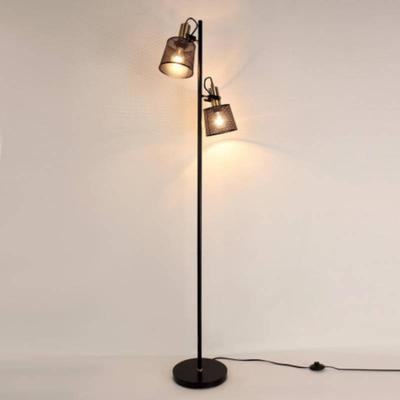 Einfache Schlafzimmer Nachttischlampe E27 Fußschalter Einstellbare Doppelkopf Stehleuchte Hotel Kaffee Zimmer Dekoration Stehleuchte