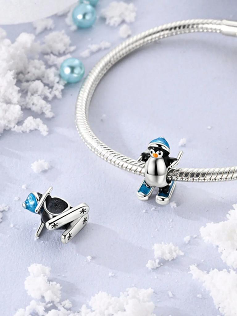 Copper Plated Original Christmas Bear Snowman Penguin Beads Fit Bracelet Women'S Jewelry Gift