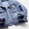 Giacca da Donna Colletto Revers Manica Lunga Monopetto Tinta Unita Bottoni Taschini sul Petto Slim Fit Denim Hip Hop