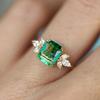 Luxury Green Cubic Zirconia Gold Color Rings for WomenTrendy Wedding Accessories Anniversary Party Elegant Lady Jewelry