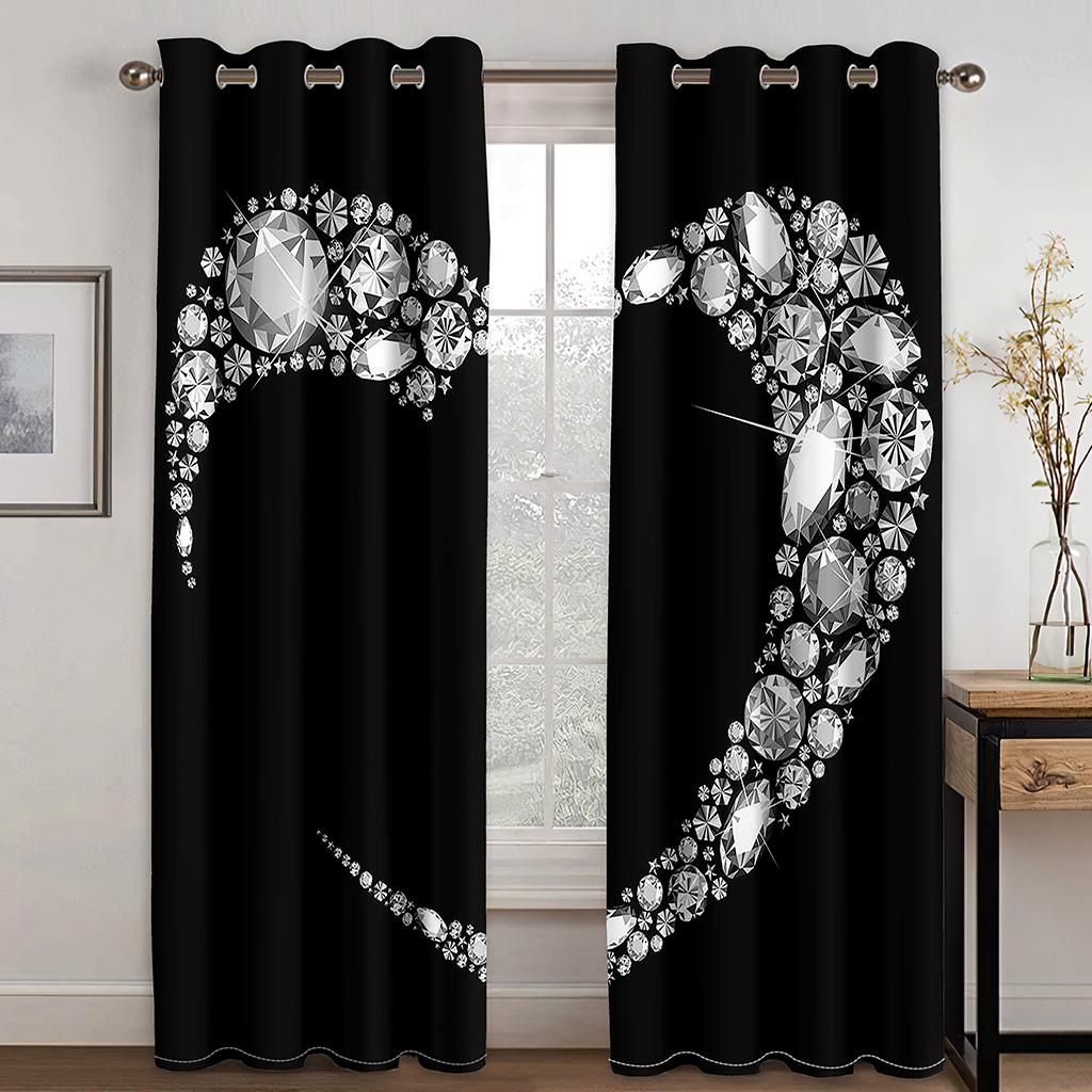 

Роскошные сердечные любовные диаманты розовые диадемы для девочек, шторы на окна, жалюзи для гостиной, детской спальни, кухни, двери, домашний декор, 2 шт. W50 X H130(CM)X2&Grommet Top