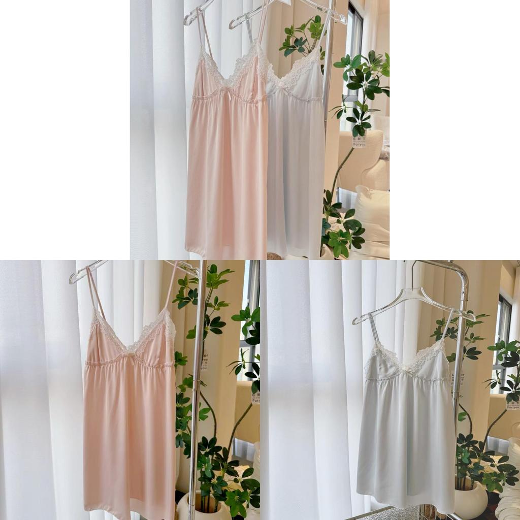 Ice Silk Sleep Dress For Women With Vneck Sleeveless Design For Summer Comfort