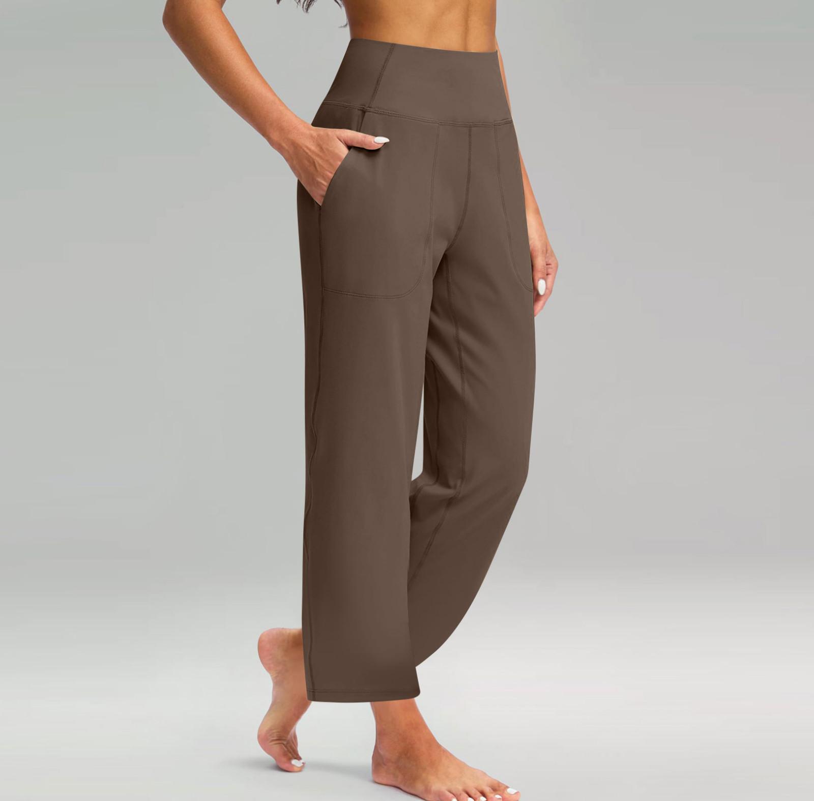 

Жіночі модні повсякденні брюки з високою талією та еластичною кишенею. Спортивні штани M кавовий