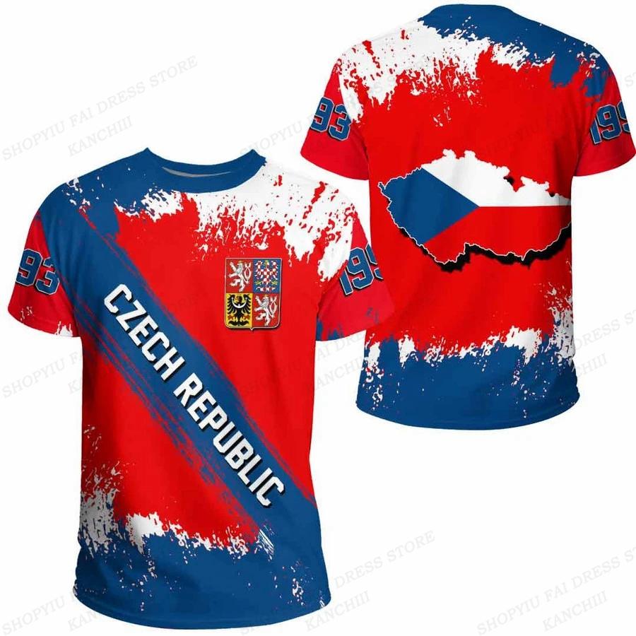Summer Mens T-shirt Czech Flag 3d Print T-shirts Men Women Fashion O-neck Short Sleeve Tshirt Kids Hip Hop Tops Tees Boy T Shirt