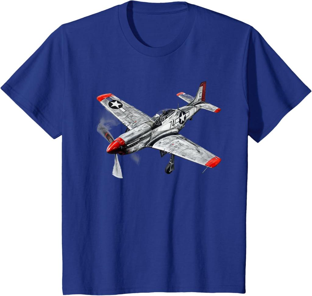 Warbirds P Fighter Plane Aircraft Aviation Hobbyist TShirt Short Sleeve Casual Cotton Shift