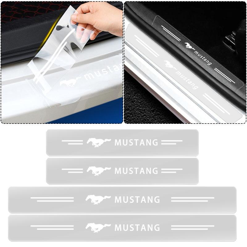 Car Threshold Protector Transparent Decorative Badge Sticker For Ford Mustang ST Line Mondeo Focus Fiesta Escape Kuga Ecosport Ranger EXplorer
