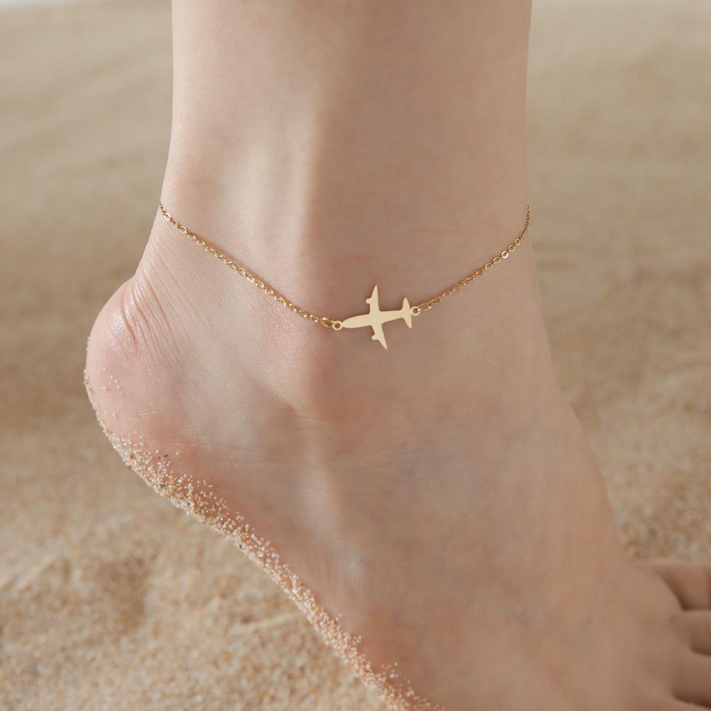 Lemegeton Lovely Walking Cat Aircraft Charms Anklet Foot Bracelet for Women  Animal Kitten Chain Stainless Steel Jewelry Gift