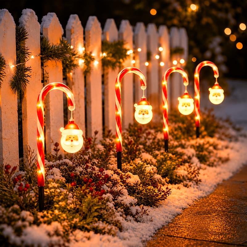 5 o 8 Piezas/Set Luces Solares Impermeables de Caramelo Navideño para Exterior para Decoración de Césped y Camino